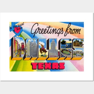 Greetings from Dallas, Texas - Vintage Large Letter Postcard Posters and Art